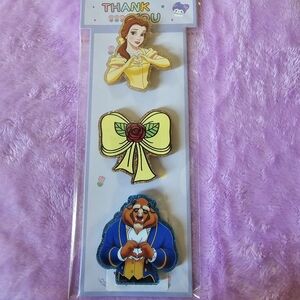 Disney Beauty and the Beast Hair Pin Set - Yellow, Blue, Red